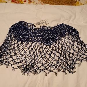 First choice one size navy blue and silver shawl.